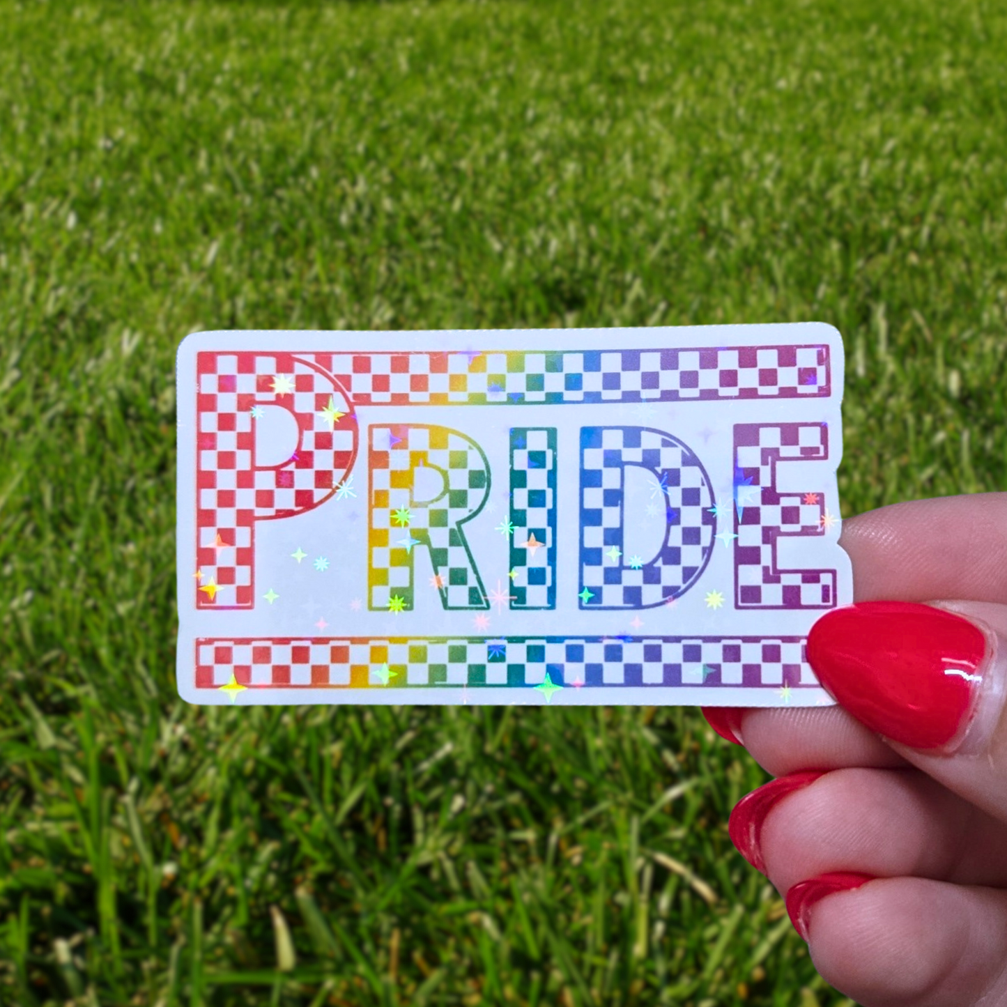 Pride Rainbow Checkered Pattern - Holographic