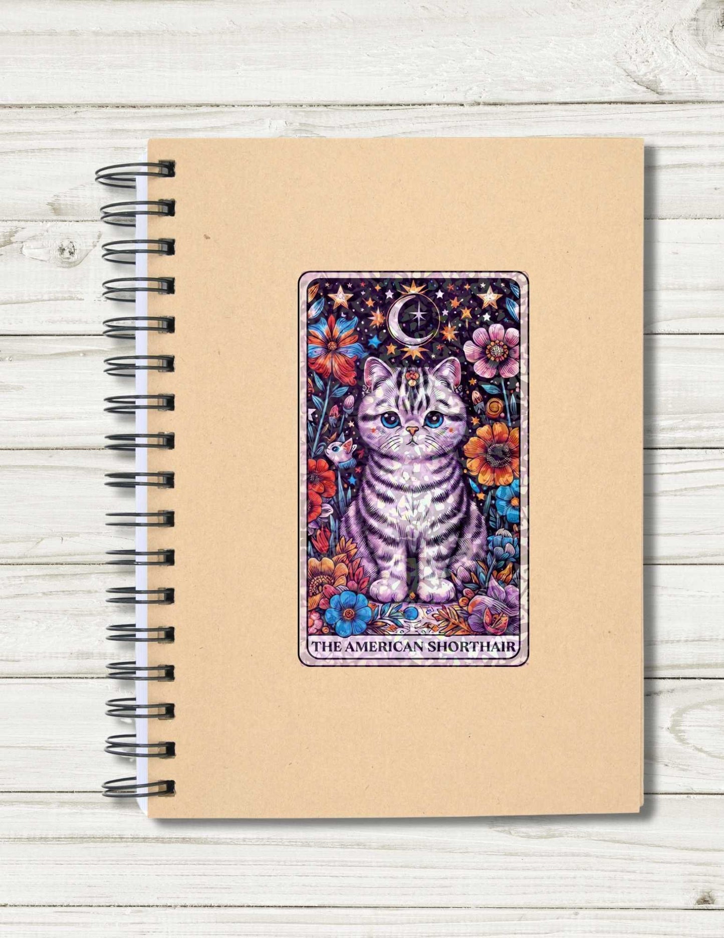 The American Shorthair – Holographic Cat Tarot Sticker