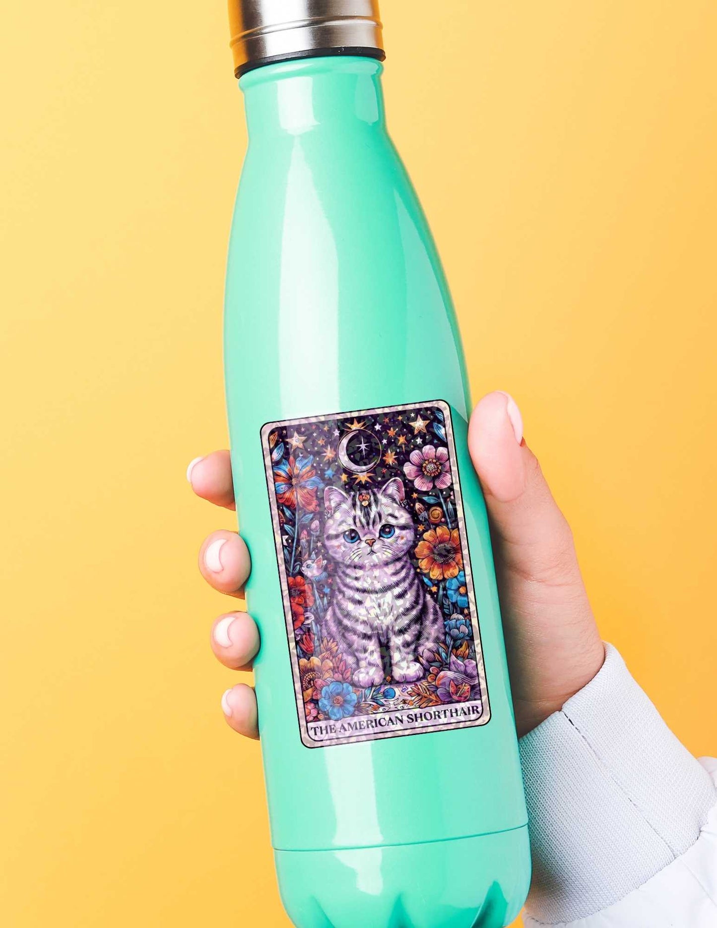 The American Shorthair – Holographic Cat Tarot Sticker