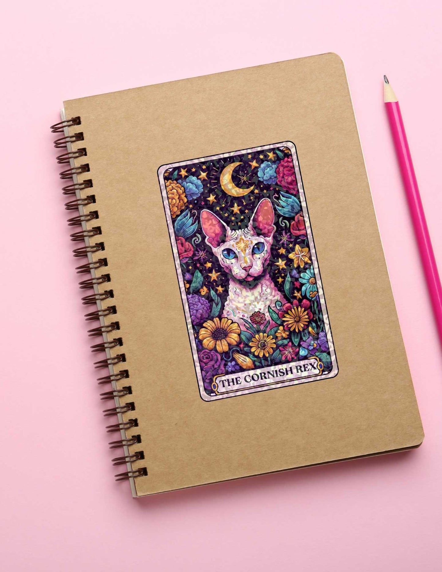 The Cornish Rex – Holographic Cat Tarot Sticker