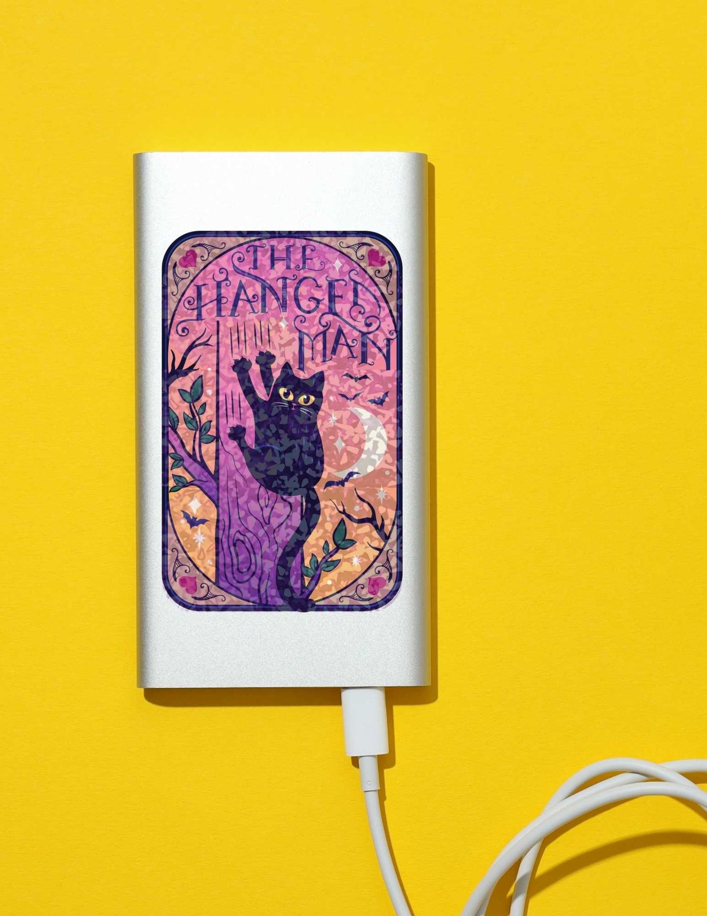The Hanged Man – Holographic Cat Tarot Sticker