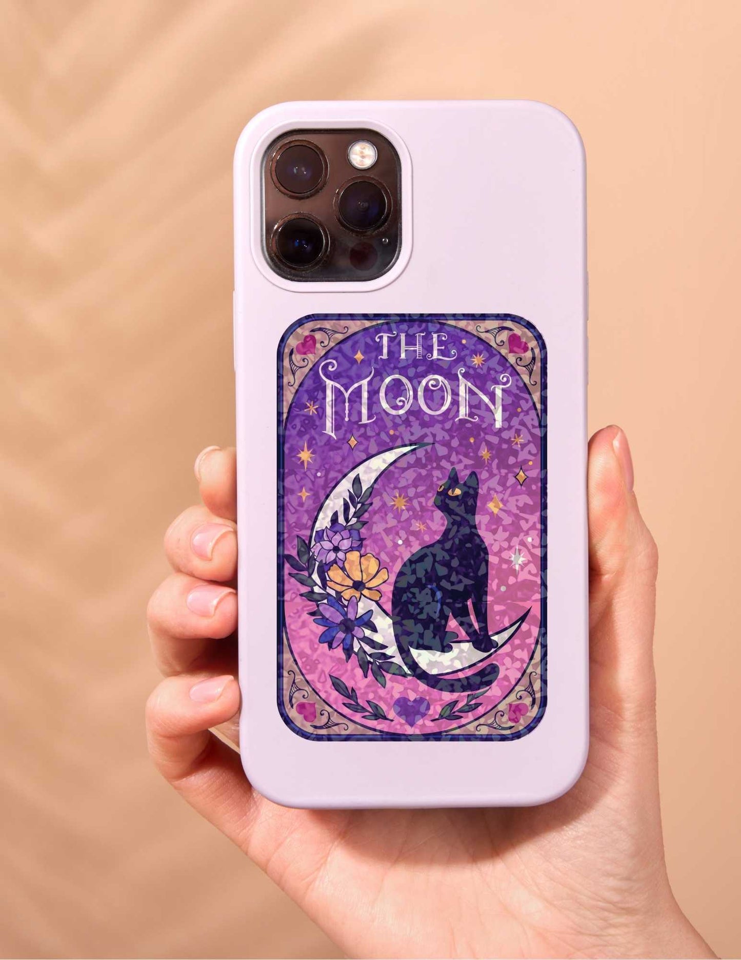 The Moon – Holographic Cat Tarot Sticker