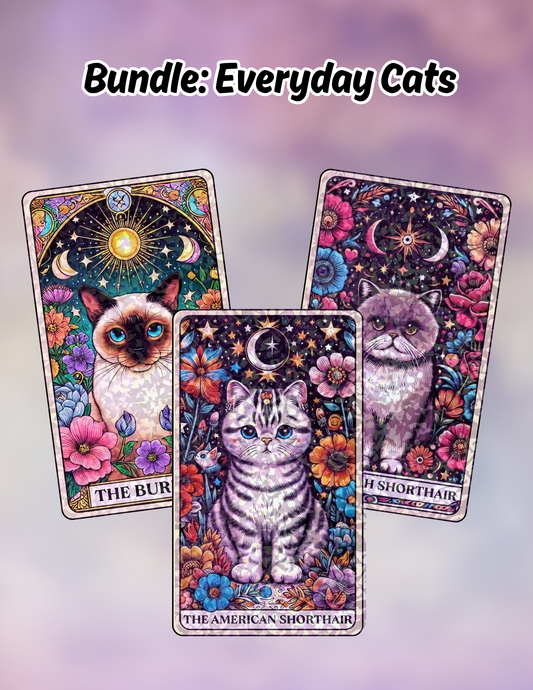 Bundle: Everyday Cats – Holographic Cat Tarot Stickers