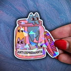 Anti Depressants Cat Pill Bottle - Sticker - Holographic Sticker | The TabbyLoaf
