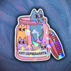 Anti Depressants Cat Pill Bottle - Sticker - Holographic Sticker | The TabbyLoaf