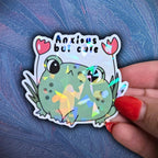 Anxious But Cute - Sticker - Holographic Sticker | The TabbyLoaf