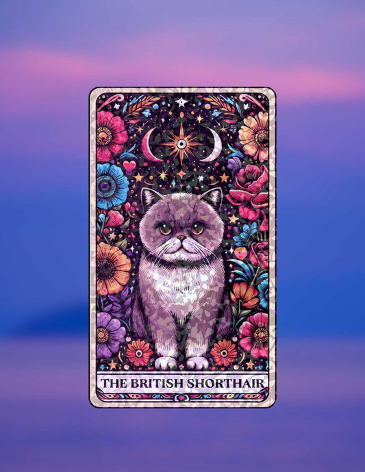 The British Shorthair – Holographic Cat Tarot Sticker