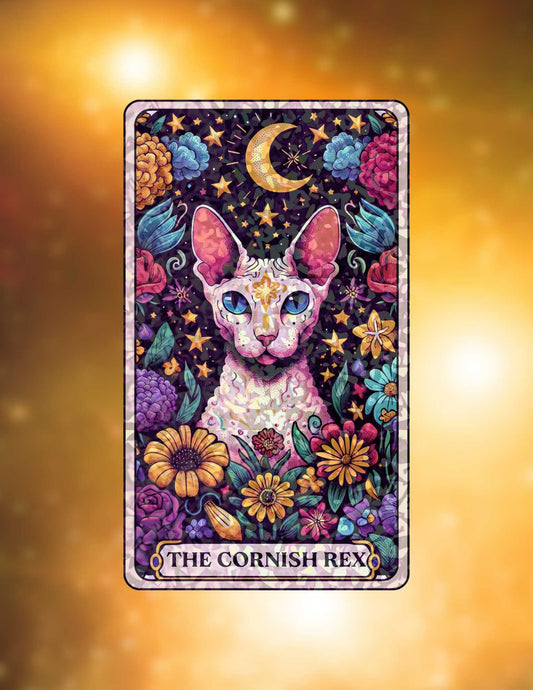 The Cornish Rex – Holographic Cat Tarot Sticker