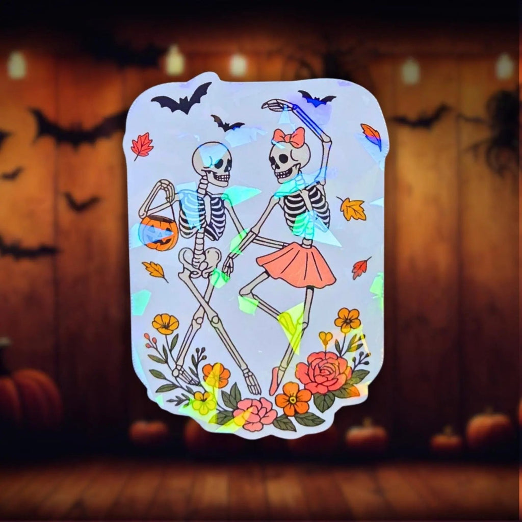Dancing Skeleton - Sticker - Holographic Sticker | The TabbyLoaf