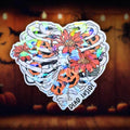 Dead Inside Skeleton Ribs - Sticker Holographic Heart Shaped Ribcage with Pumpkins & Flowers | Gothic Spooky Cute Sticker, Halloween Décor - Holographic Sticker | The TabbyLoaf