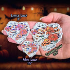 Dead Inside Skeleton Ribs - Sticker Holographic Heart Shaped Ribcage with Pumpkins & Flowers | Gothic Spooky Cute Sticker, Halloween Décor - Holographic Sticker | The TabbyLoaf