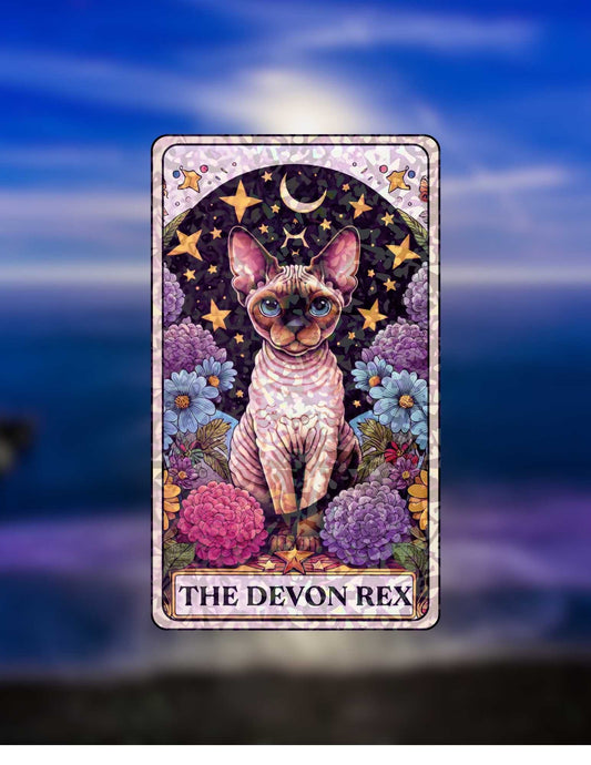 The Devon Rex – Holographic Cat Tarot Sticker