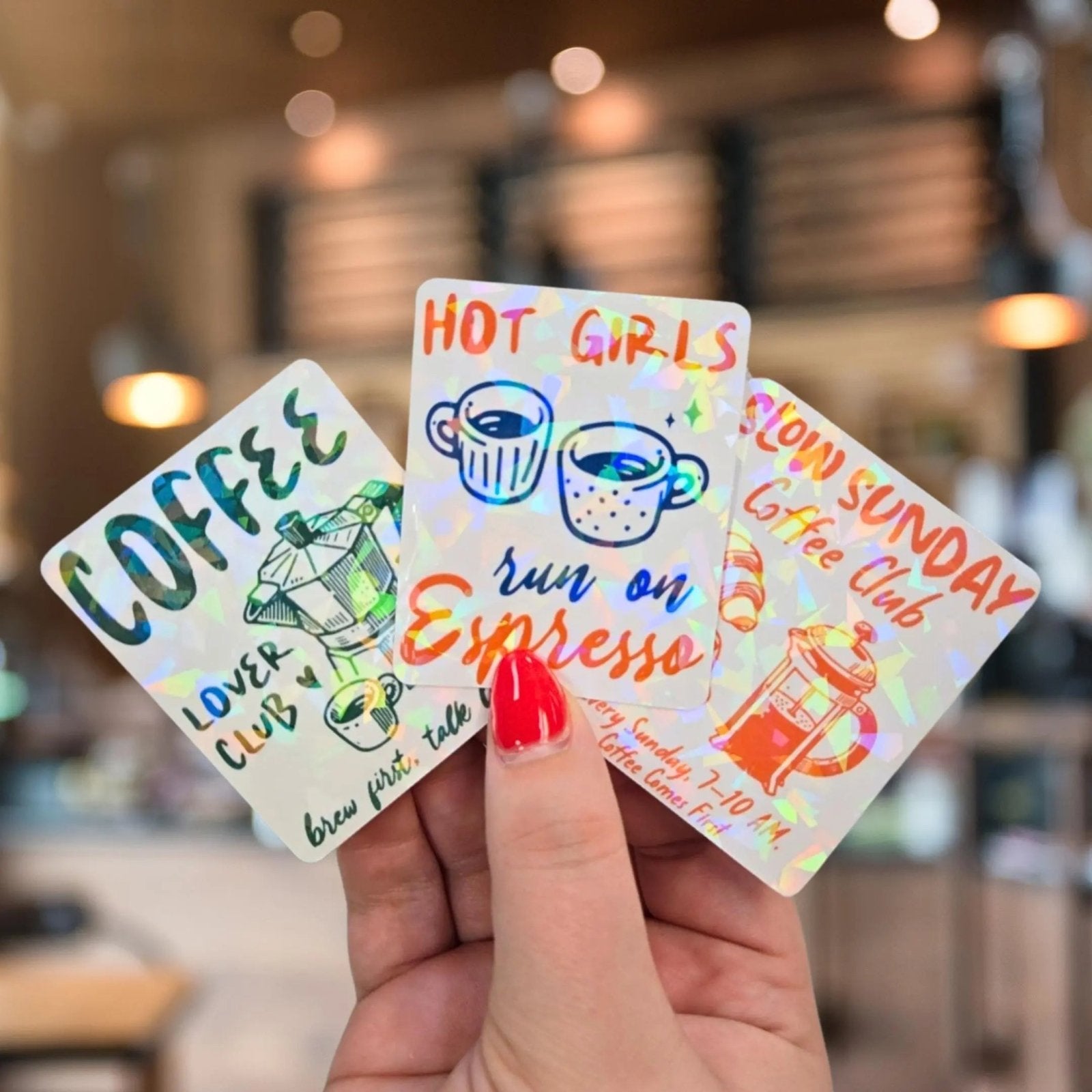 Drink Local Coffee - Sticker - Holographic Sticker | The TabbyLoaf