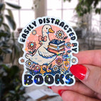 Easily Distracted By Books - Sticker - Holographic Sticker | The TabbyLoaf