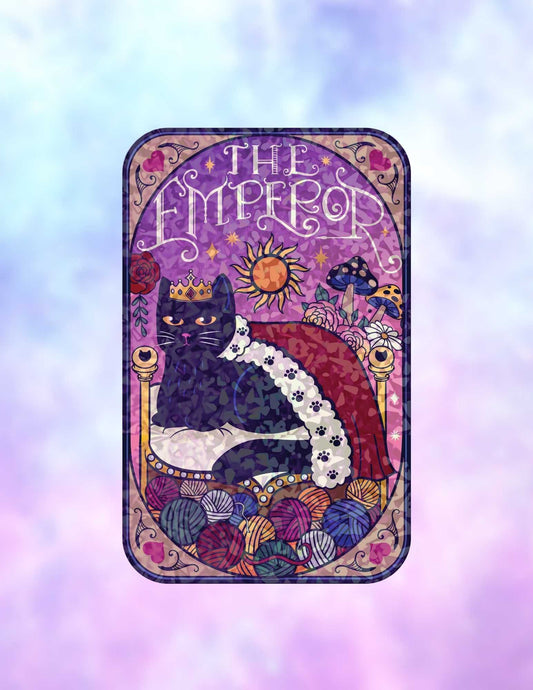 The Emperor – Holographic Cat Tarot Sticker