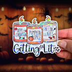 Fall Candles "Getting Lit" - Sticker Holographic Vinyl Sticker Fall Apple Cinnamon & Pumpkin Spice Candles Cute Autumn Sticker, Fall Smells - Holographic Sticker | The TabbyLoaf
