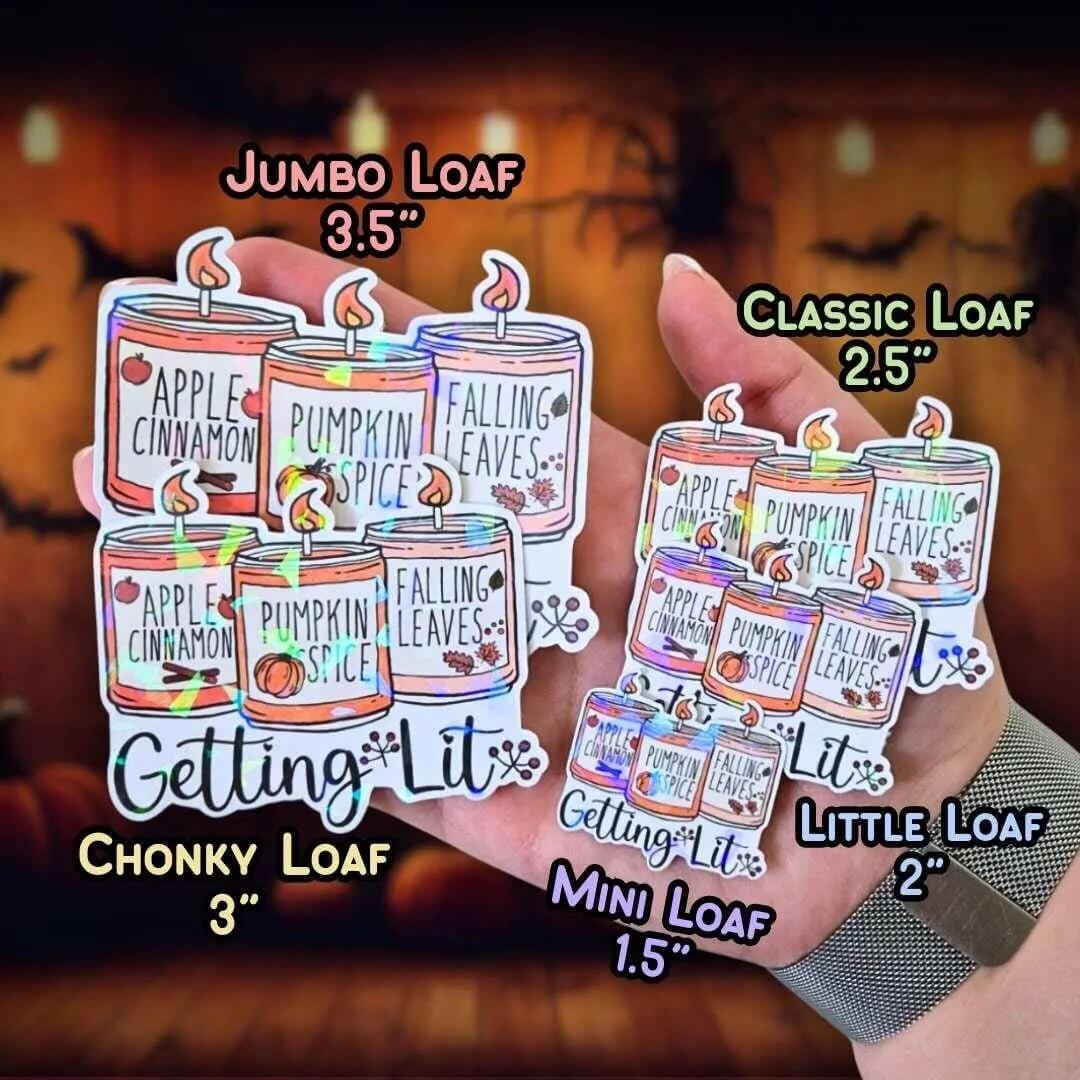 Fall Candles "Getting Lit" - Sticker Holographic Vinyl Sticker Fall Apple Cinnamon & Pumpkin Spice Candles Cute Autumn Sticker, Fall Smells - Holographic Sticker | The TabbyLoaf