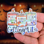 Fall Candles "Getting Lit" - Sticker Holographic Vinyl Sticker Fall Apple Cinnamon & Pumpkin Spice Candles Cute Autumn Sticker, Fall Smells - Holographic Sticker | The TabbyLoaf