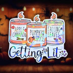 Fall Candles "Getting Lit" - Sticker Holographic Vinyl Sticker Fall Apple Cinnamon & Pumpkin Spice Candles Cute Autumn Sticker, Fall Smells - Holographic Sticker | The TabbyLoaf