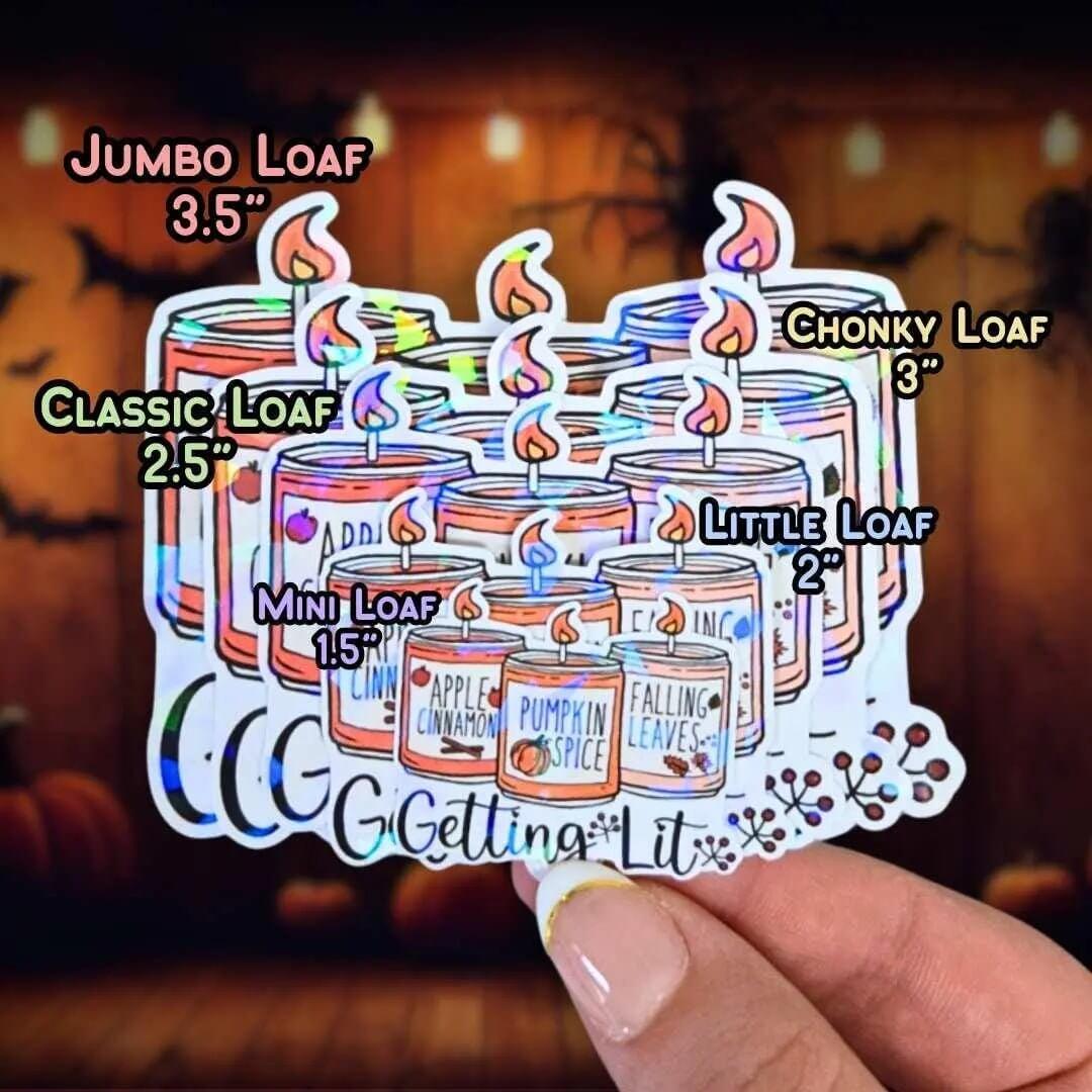 Fall Candles "Getting Lit" - Sticker Holographic Vinyl Sticker Fall Apple Cinnamon & Pumpkin Spice Candles Cute Autumn Sticker, Fall Smells - Holographic Sticker | The TabbyLoaf