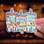 Fall Candles "Getting Lit" - Sticker Holographic Vinyl Sticker Fall Apple Cinnamon & Pumpkin Spice Candles Cute Autumn Sticker, Fall Smells - Holographic Sticker | The TabbyLoaf