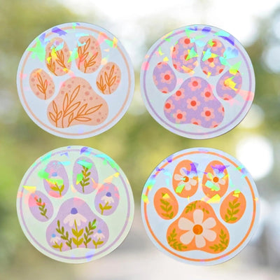 Floral Paw Print • Set 2 of 3 - Sticker Pack - Holographic Sticker | The TabbyLoaf