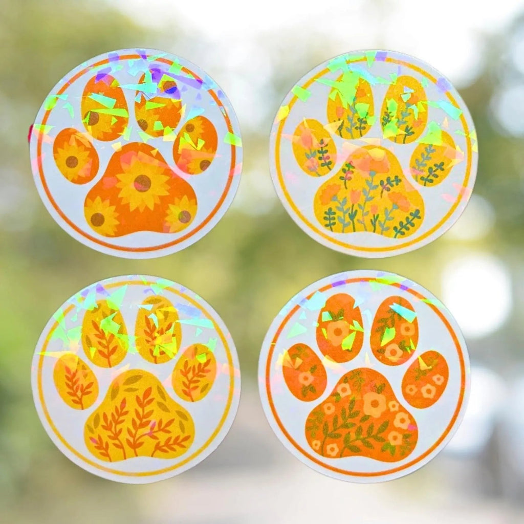 Floral Paw Print • Set 3 of 3 - Sticker Pack - Holographic Sticker | The TabbyLoaf