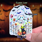 Ghost and Black Cat - Sticker Holographic Halloween Vinyl Sticker with Pumpkin & Flowers | Cute Spooky Sticker for Laptop, Water Bottle - Holographic Sticker | The TabbyLoaf