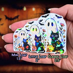 Ghost and Black Cat - Sticker Holographic Halloween Vinyl Sticker with Pumpkin & Flowers | Cute Spooky Sticker for Laptop, Water Bottle - Holographic Sticker | The TabbyLoaf