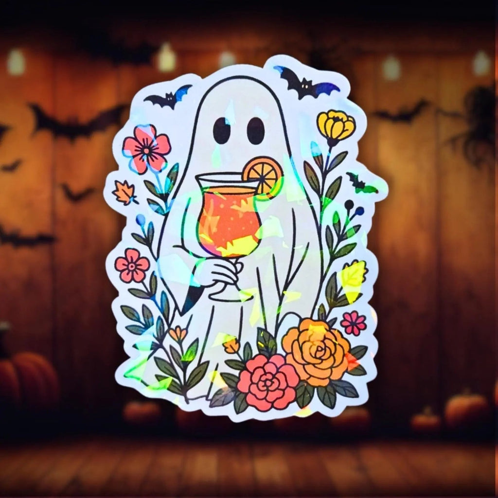 Ghost Cocktail - Sticker - Holographic Sticker | The TabbyLoaf