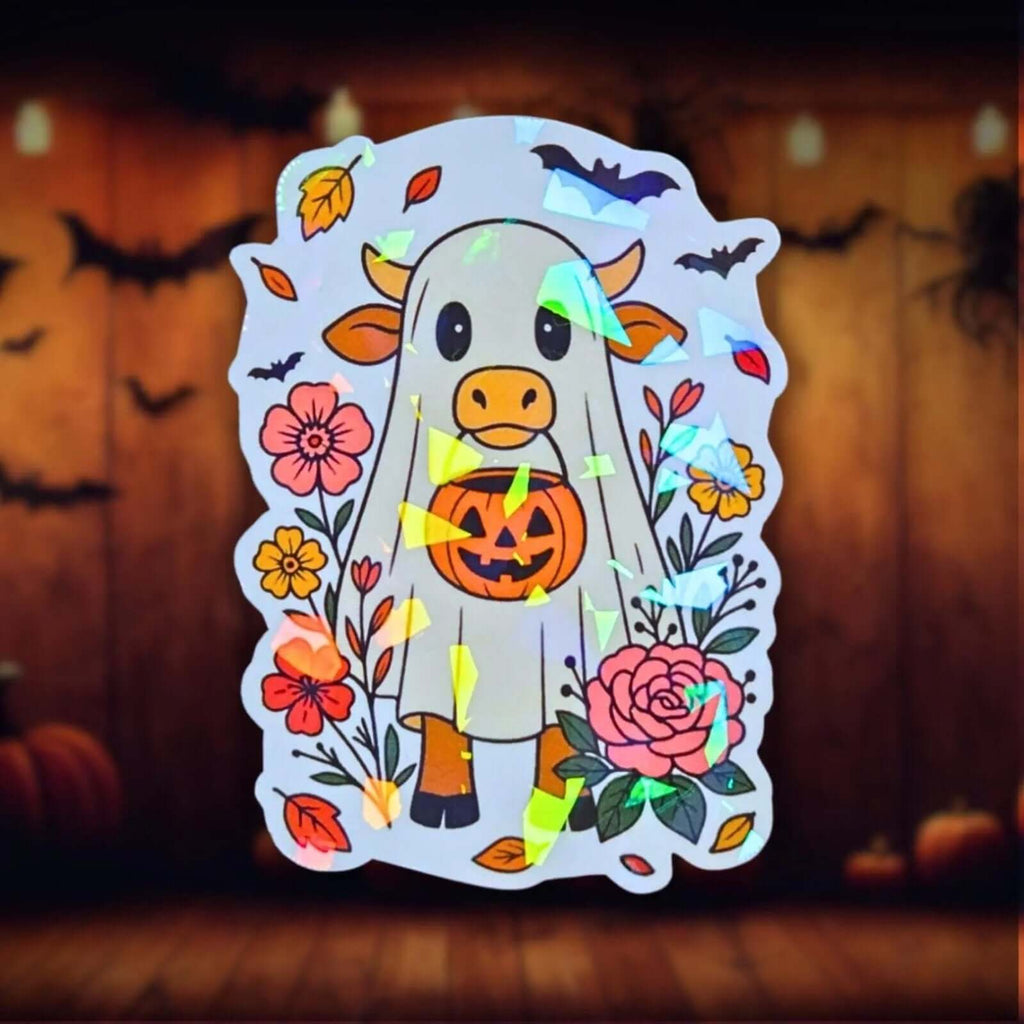 Ghost Cow - Sticker - Holographic Sticker | The TabbyLoaf