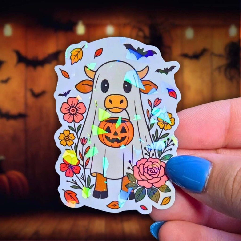 Ghost Cow - Sticker - Holographic Sticker | The TabbyLoaf