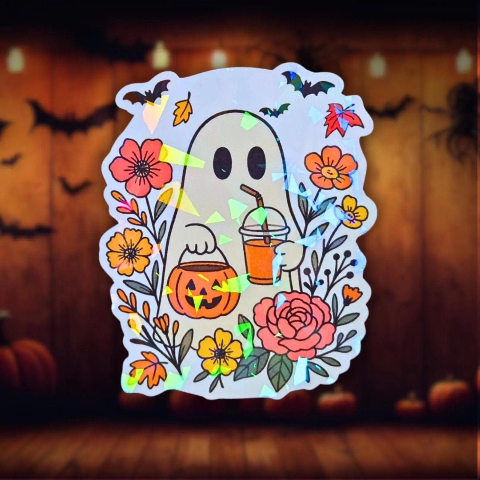 Ghost Trick or Treat - Sticker - Holographic Sticker | The TabbyLoaf