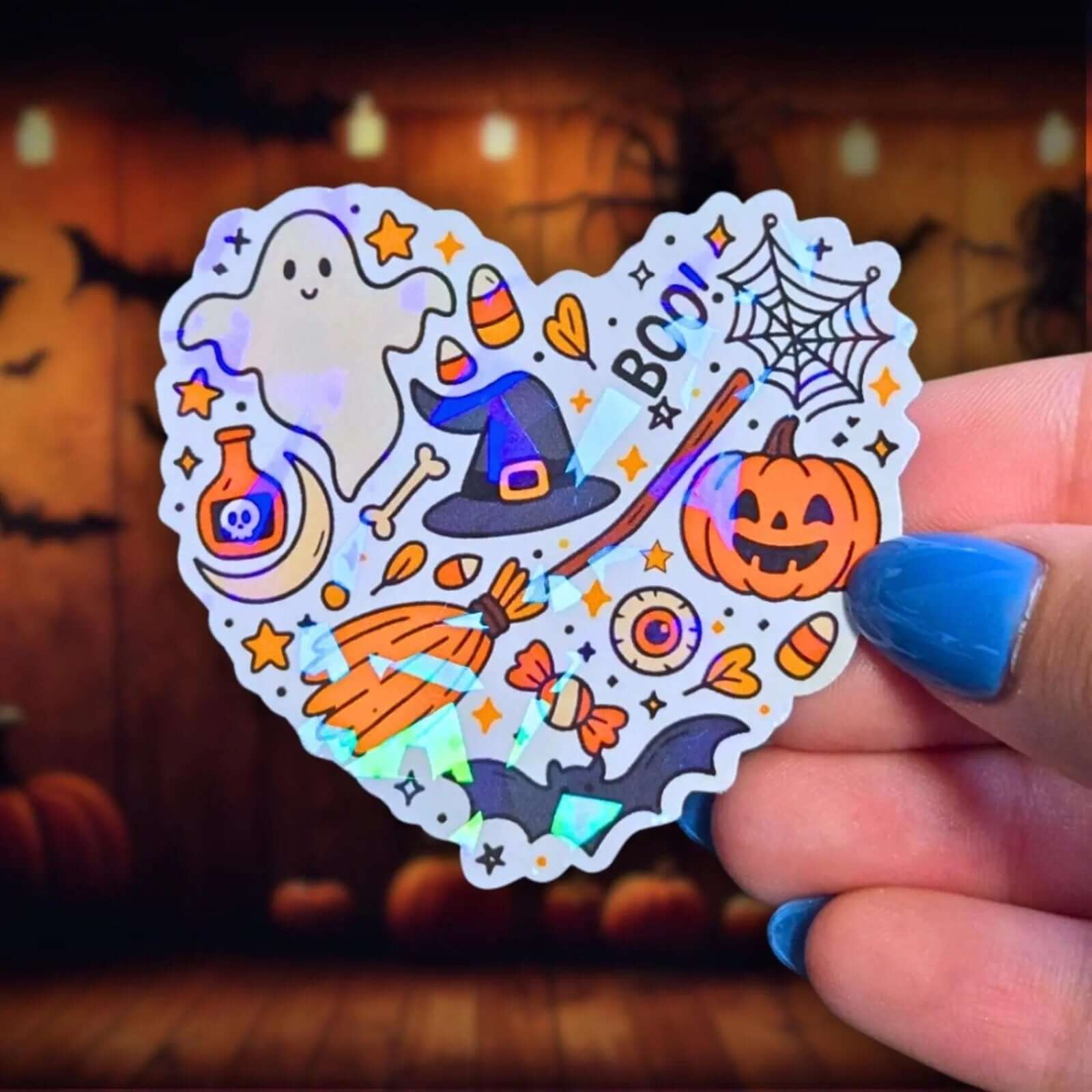 Halloween Heart - Sticker - Holographic Sticker | The TabbyLoaf