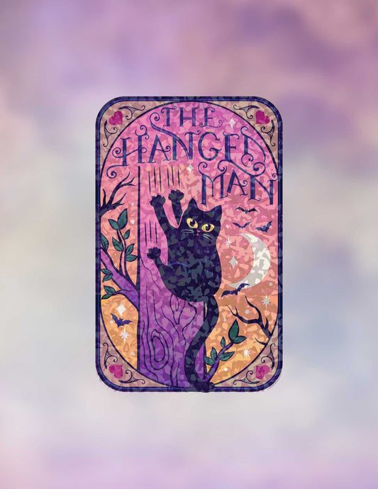 The Hanged Man – Holographic Cat Tarot Sticker