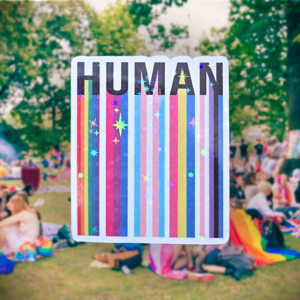Human (Pride) - Sticker - Holographic Sticker | The TabbyLoaf