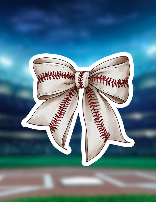 Bow Baseball Sticker | Adorable Sports Sticker, Sporty Aesthetic for Water Bottles, Laptops, Journals | Softball Aesthetic Sticker