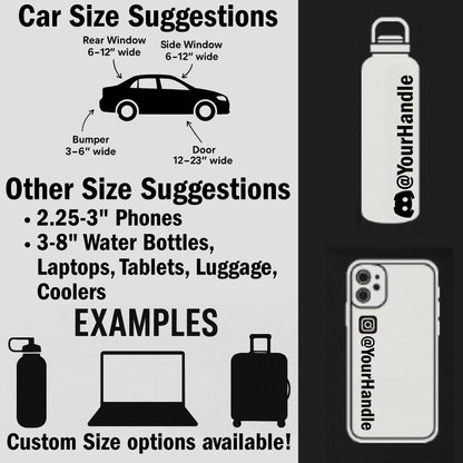 Custom Social Media Handle Decal • Personalized Car or Laptop Sticker for Business & Influencers • Vinyl IG TikTok YouTube Tag • Small Biz