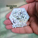 The Best Is Yet to Come - Sticker Holographic Floral Moon Vinyl Decal | Inspirational Quote, Floral Moon and Stars Celestial Quote for Life