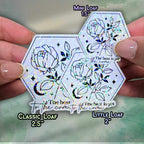 The Best Is Yet to Come - Sticker Holographic Floral Moon Vinyl Decal | Inspirational Quote, Floral Moon and Stars Celestial Quote for Life