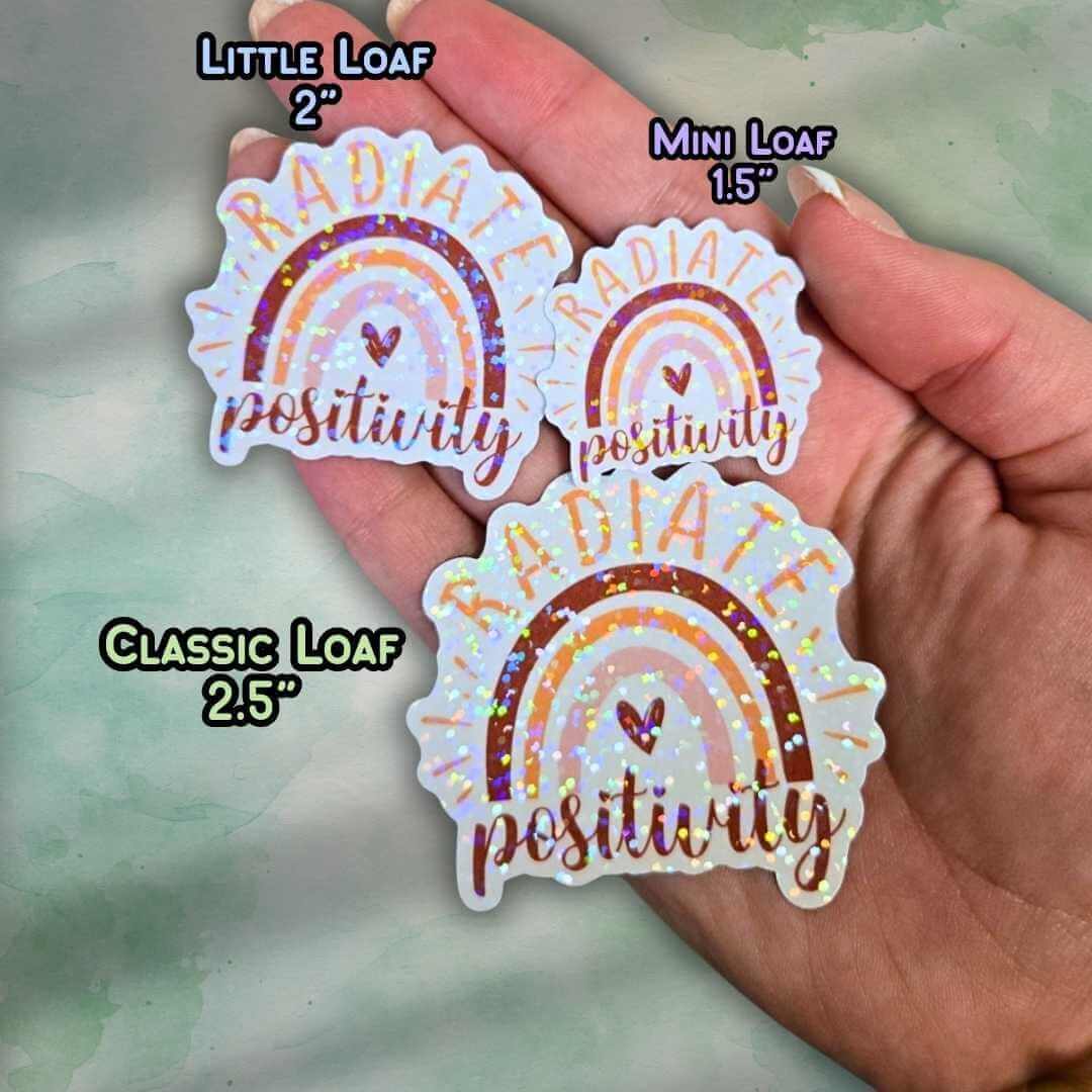 Radiate Positivity Sticker – Holographic Rainbow Vinyl Decal | Motivational Quote Laptop, Water Bottle, Positive Mindset, Manifestation Life