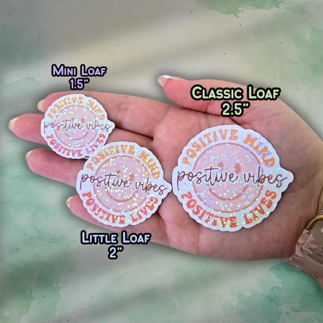 Positive Vibes Sticker – Holographic Smiley Face Vinyl Decal | Motivational Quote Laptop Water Bottle or Journal Sticker Thoughts are Energy