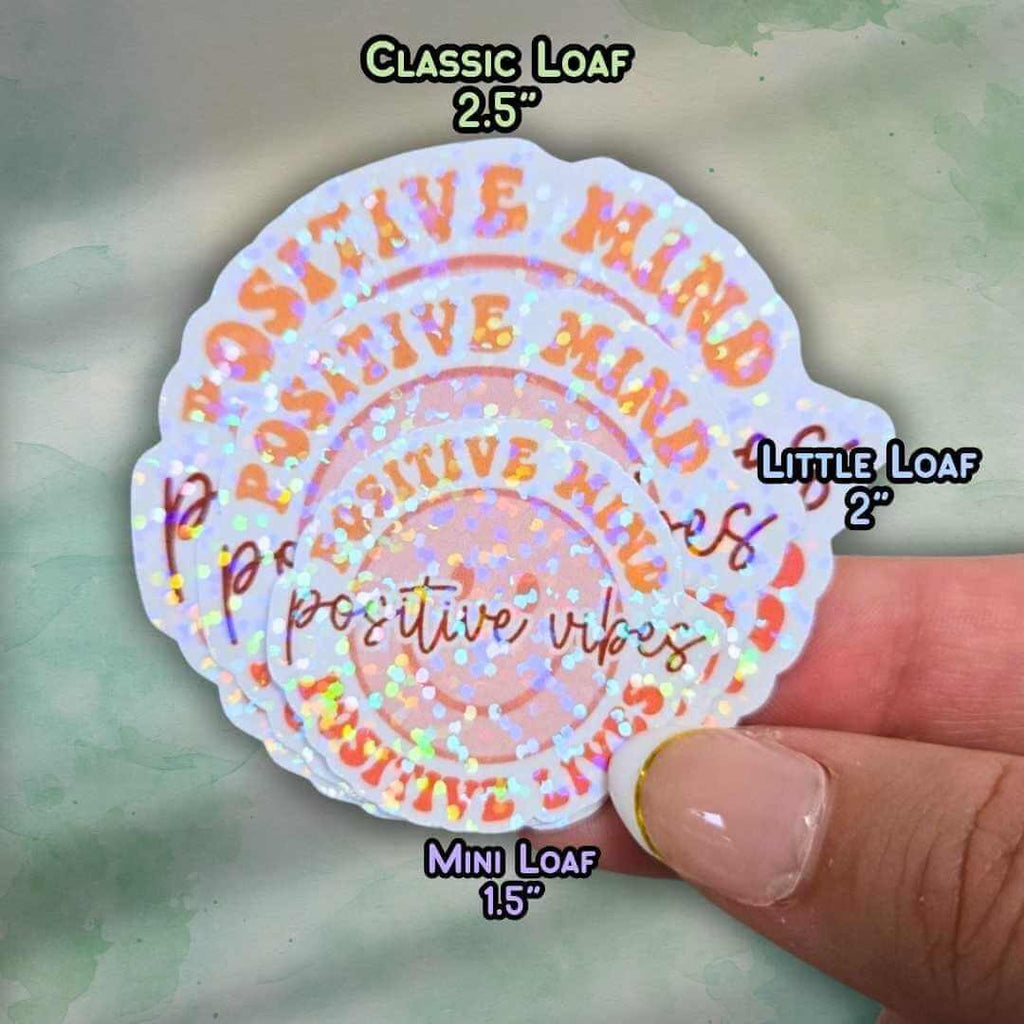 Positive Vibes Sticker – Holographic Smiley Face Vinyl Decal | Motivational Quote Laptop Water Bottle or Journal Sticker Thoughts are Energy