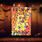 Holographic French Bulldog Ghost Sticker – Boo Dog Halloween Vinyl Decal
