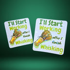 I'll Start Working After I Finish Wisking Sticker | Motivational Holographic Matcha Tea Decor for Desk, Journal, Office, Caffeine Lover Gift