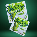Matcha Club Holographic Sticker - Green tea decor, tea lover gift, vibrant green colors, shiny holographic finish
