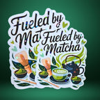 Fueled By Matcha Holographic Sticker | Green Tea, Tea Lover Gift, Caffeine Lover, Bullet Journal, Office Desk Decor, Drink More Tea