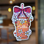 Iced Coffee with Daisies and Red Bow