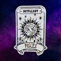 Star holographic Pisces tarot card sticker with koi fish and sun rays, mystical zodiac design for astrology lovers and spiritual journaling