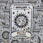 Pisces Tarot Card - Holographic Sticker | Waterproof Zodiac Decal for Phones, Laptops & Celestial Decor | Holo Kiss-Cut Vinyl Astrology Gift